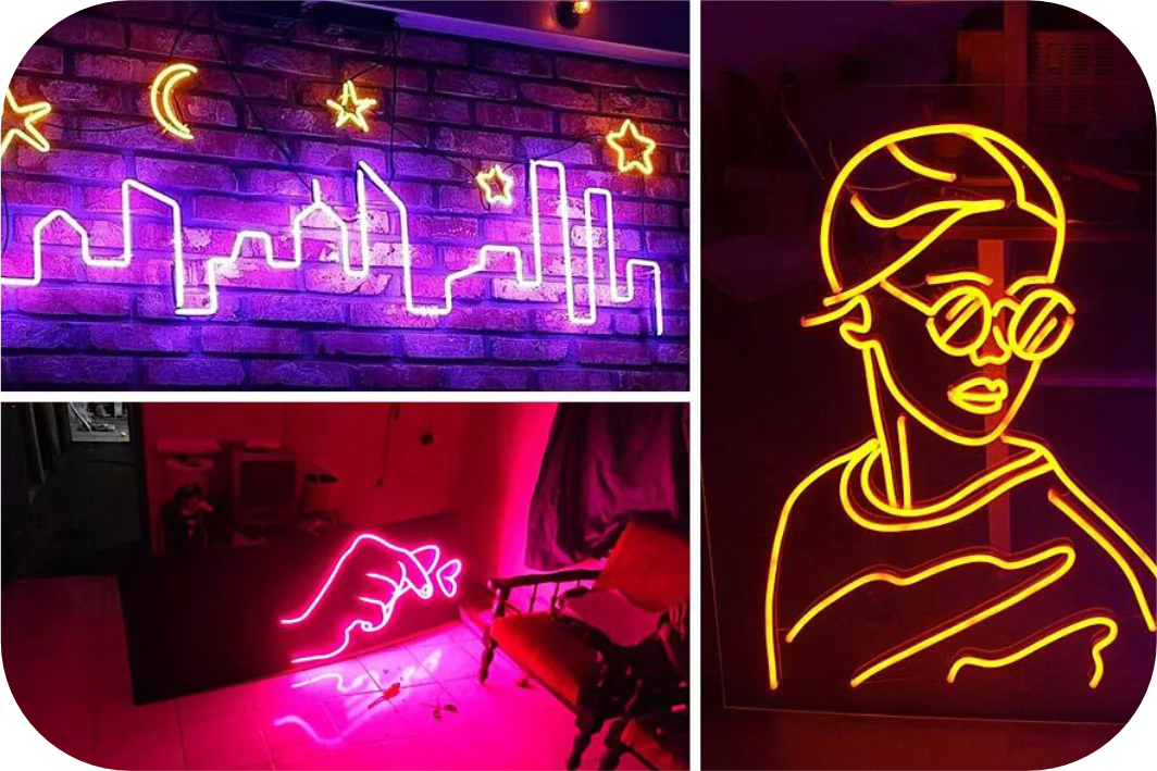 Пример вывесок из гибкого неона